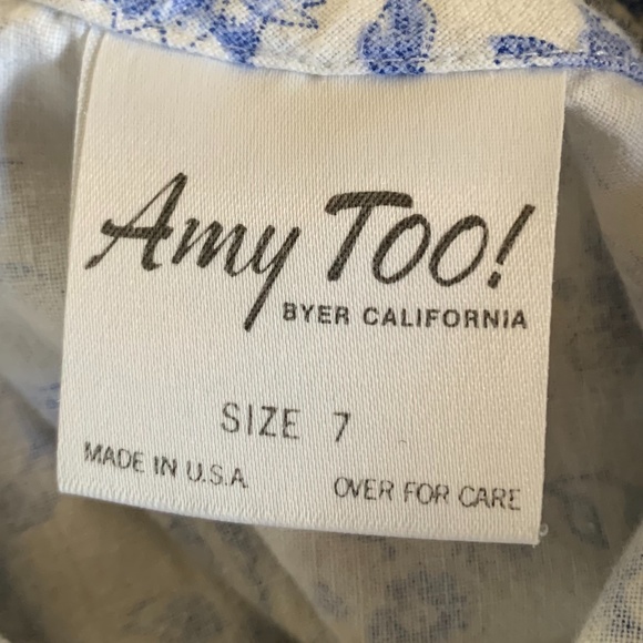 Amy Too! Children's Girls Dress Blue and White Size 7 - Picture 5 of 6